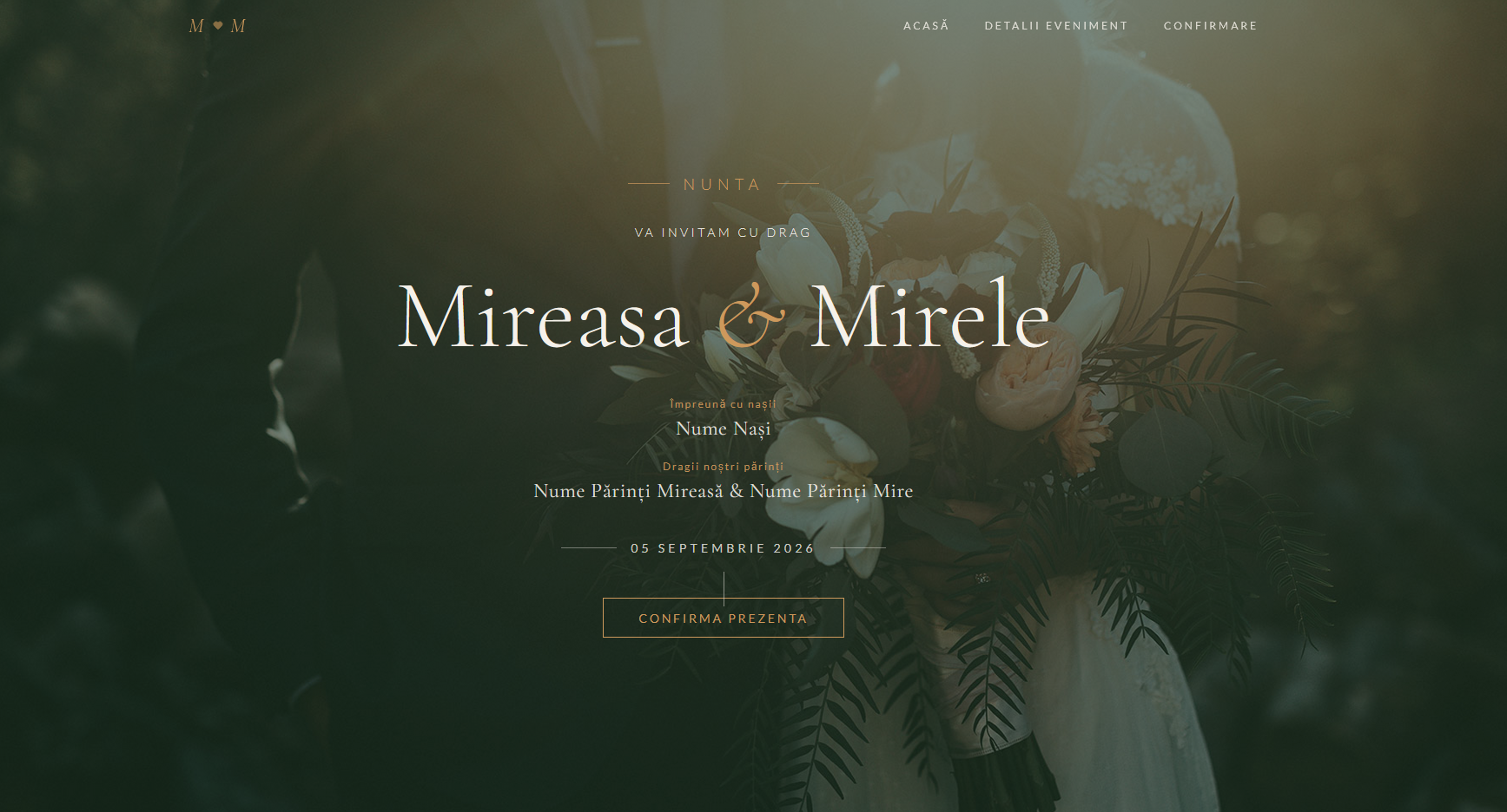 Model Invitație Nuntă Green Love